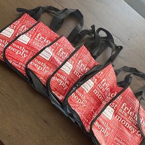 Lululemon - set of 6 identical Red and Black Mini Tote Bags - used